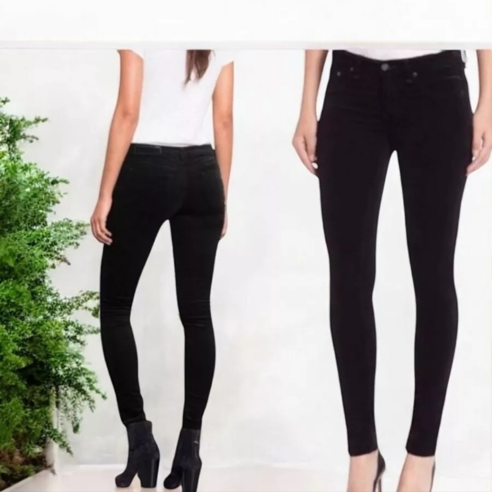 Rag & Bone Jean Womens Black Velvet Skinny Pants Sz 27 EUC
